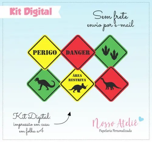 Placa Dinossauro - Kit Digital