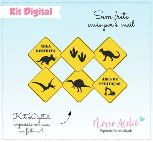 Placa Dinossauro - Kit Digital