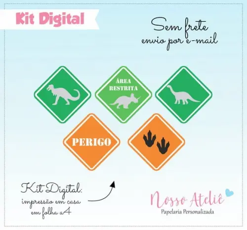 Placa Dinossauro - Kit Digital