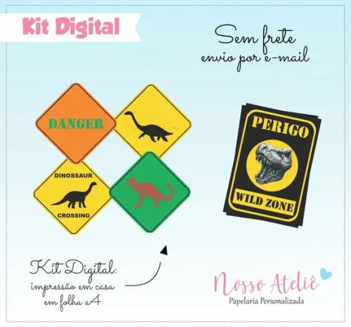 Placa Dinossauro - Kit Digital