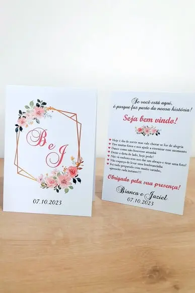 Placa para Mesa - Casamento Floral