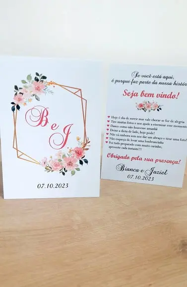 Placa para Mesa - Casamento Floral