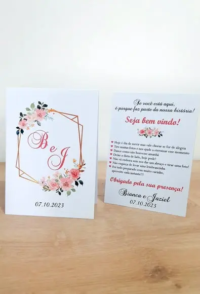 Placa para Mesa - Casamento Floral