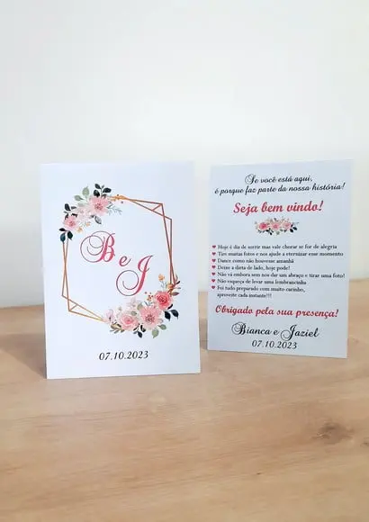Placa para Mesa - Casamento Floral