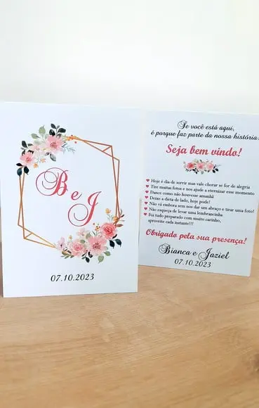 Placa para Mesa - Casamento Floral