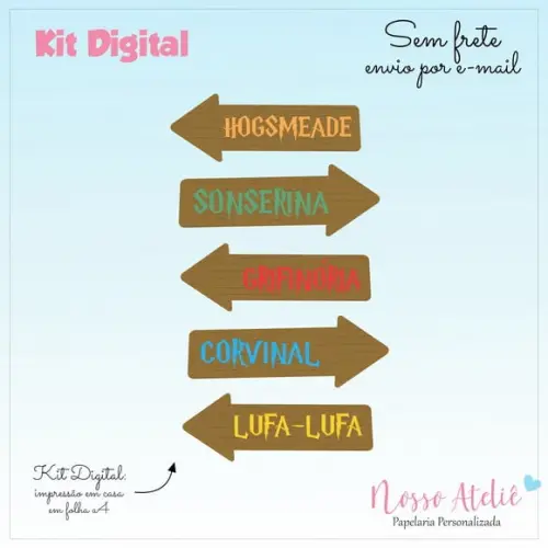 Placa Seta Digital - Casas Harry Potter