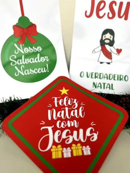 Placas Decorativas - Natal com Jesus