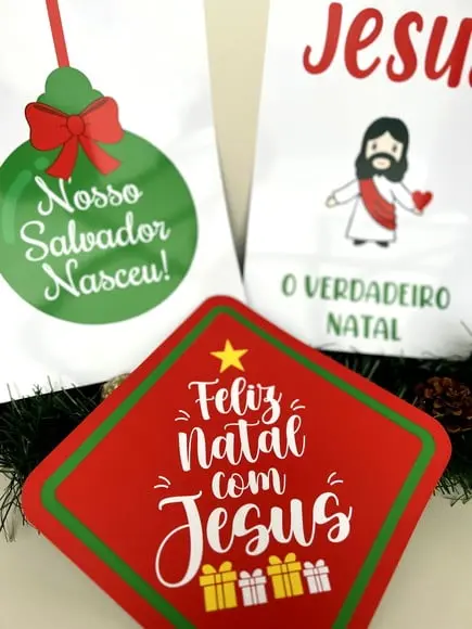 Placas Decorativas - Natal com Jesus
