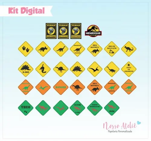 Placas Dinossauro - Kit Digital