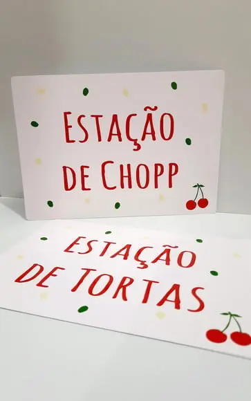 Placas Identificação Comida - Cereja