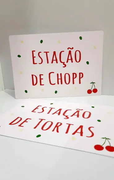 Placas Identificação Comida - Cereja