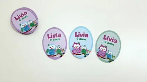 Rótulo Adesivo para Tubetes - Corujinhas