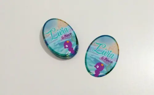 Rótulo Adesivo para Tubetes - Fundo do Mar