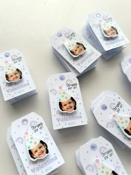 Tag Personalizada com Rostinho - Arco Iris Boho