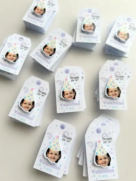 Tag Personalizada com Rostinho - Arco Iris Boho