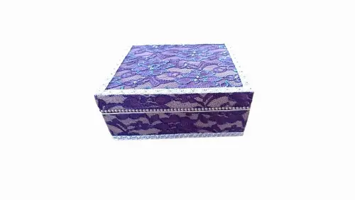 Porta-joias em MDF Rendado, cor lilás e Flocagem Aveludada - Par