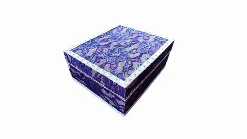 Porta-joias em MDF Rendado, cor lilás e Flocagem Aveludada - Par