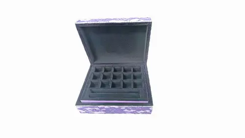 Porta-joias em MDF Rendado, cor lilás e Flocagem Aveludada - Par