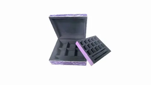 Porta-joias em MDF Rendado, cor lilás e Flocagem Aveludada - Par