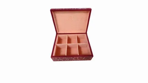 Porta-chá Craquelado em MDF - Design Salmão e Vinho - Organizad