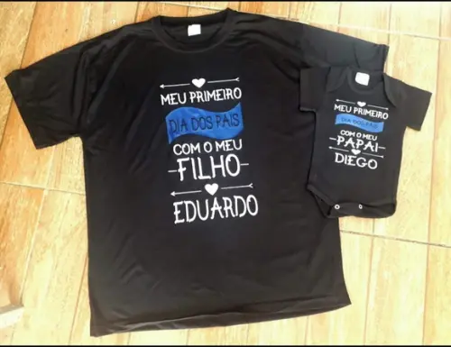 Camisa personalizada colorida 1 adulto + 1 infantil