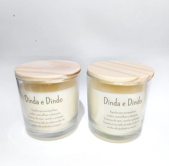 Vela Aromática Lembrancinha Personalizada Dinda e Dindo 180g