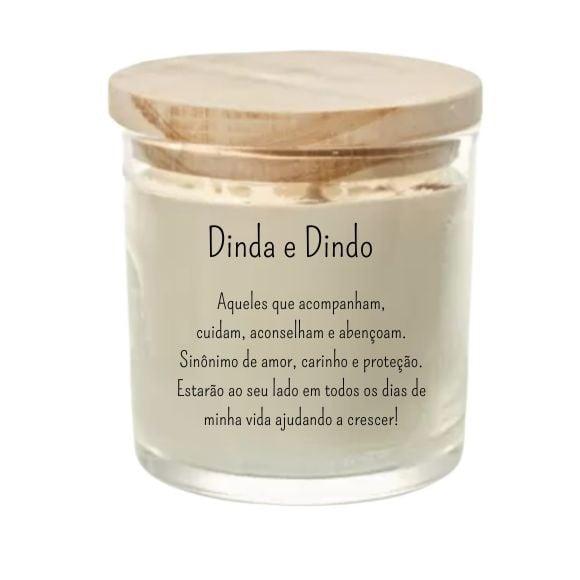Vela Aromática Lembrancinha Personalizada Dinda e Dindo 180g