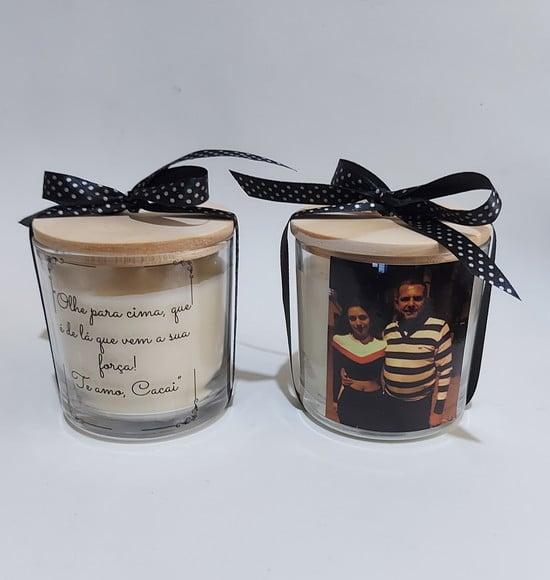 Vela Aromática Personalizada com Foto Dia dos Pais