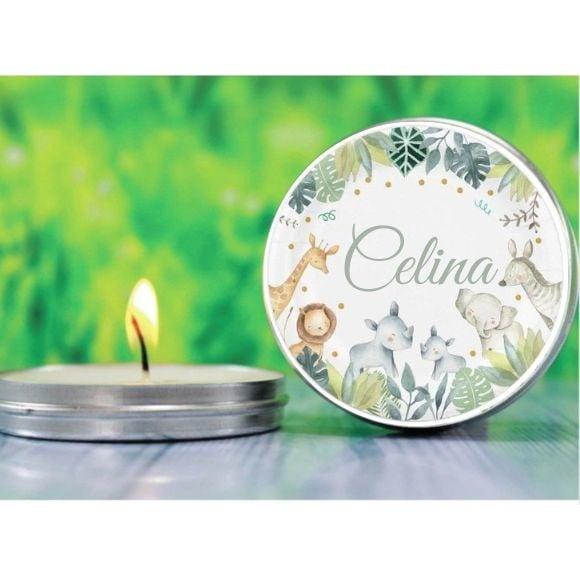 Vela na Lata Personalizada Maternidade Safari