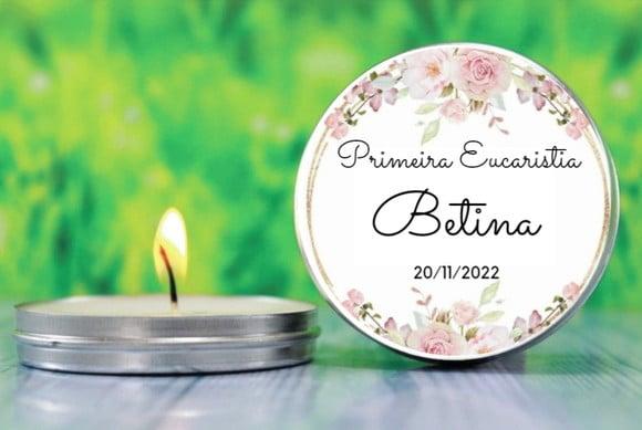 Vela na Lata Personalizada Primeira Eucaristia
