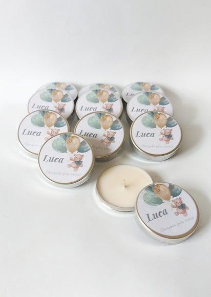 Vela na Lata Personalizada Ursinho Verde Baby