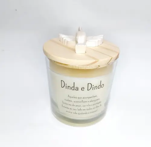 Vela Aromática Lembrancinha Personalizada Dinda e Dindo 180g