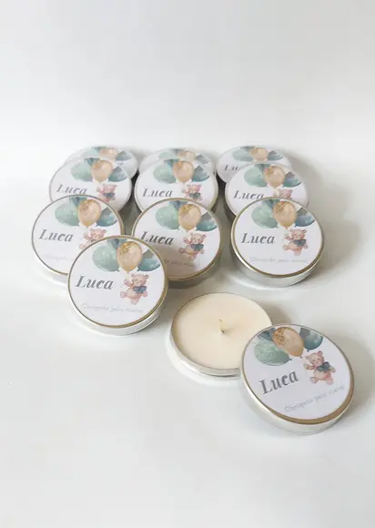 Vela na Lata Personalizada Ursinho Verde Baby