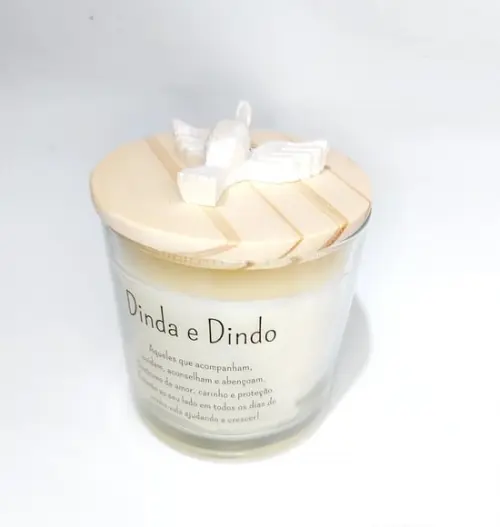 Vela Aromática Lembrancinha Personalizada Dinda e Dindo 180g