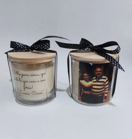 Vela Aromática Personalizada com Foto Dia dos Pais