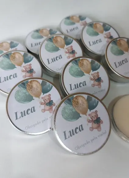 Vela na Lata Personalizada Ursinho Verde Baby