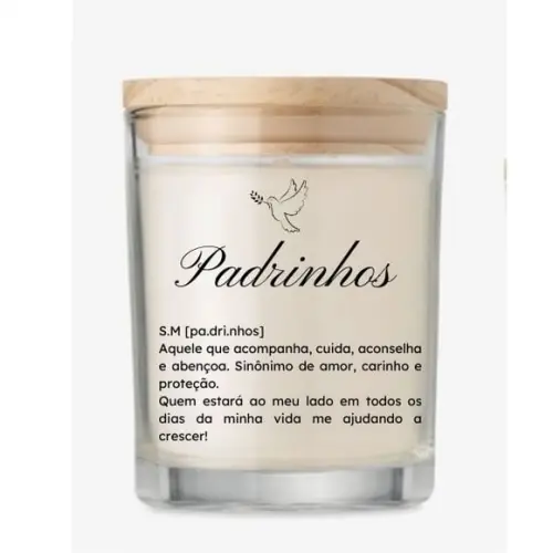 Vela Perfumada Personalizada Padrinhos Batizado 200g