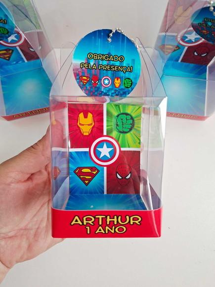 Caixinha Acetato para Relógio Lembrancinha Super Heróis