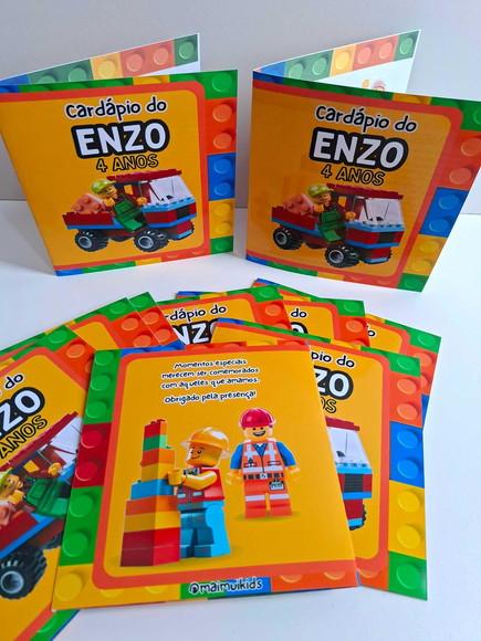 Cardápio Personalizado no Tema Escolhido Lego