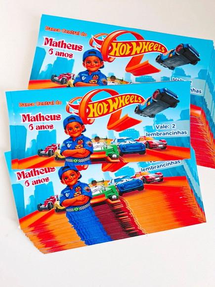 Dinheirinho Personalizado para Lembrancinha Hotwheels