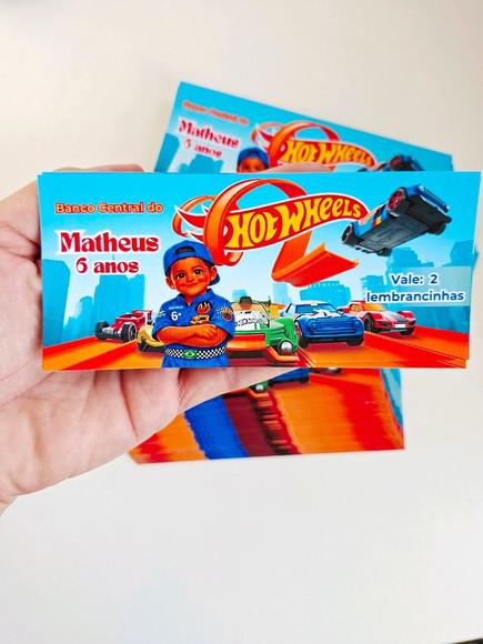 Dinheirinho Personalizado para Lembrancinha Hotwheels