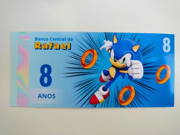 Dinheirinho Personalizado para Lembrancinha Sonic