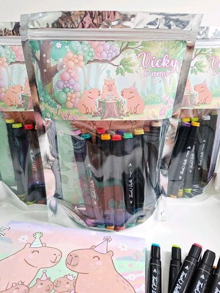 Kit Livro de Colorir Personalizado + Canetinhas Capivara