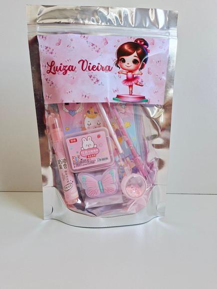 Kit Papelaria Fofa Saquinho com 6 Itens Bailarina