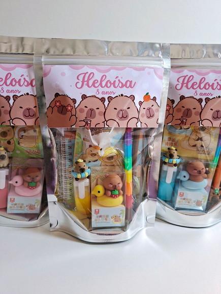 Kit Papelaria Fofa Saquinho com 6 Itens Capivara