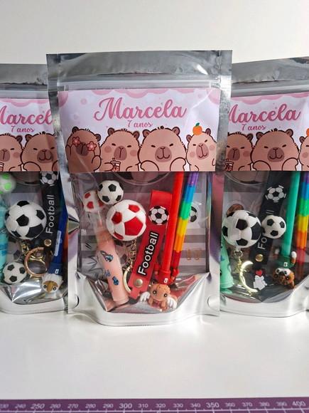 Kit Papelaria Fofa Saquinho com 6 Itens Capivara