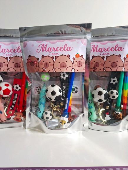Kit Papelaria Fofa Saquinho com 6 Itens Capivara
