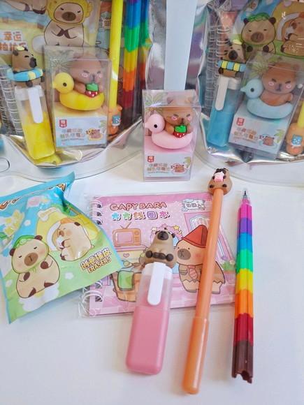 Kit Papelaria Fofa Saquinho com 6 Itens Capivara