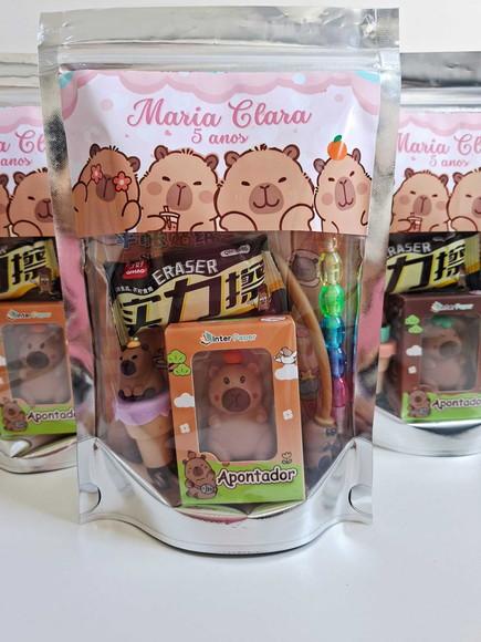 Kit Papelaria Fofa Saquinho com 6 Itens Capivara