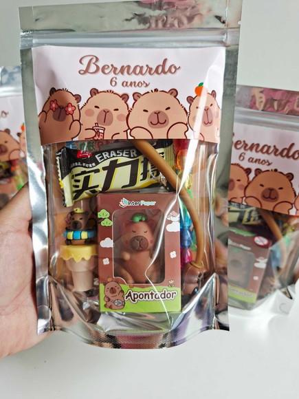 Kit Papelaria Fofa Saquinho com 6 Itens Capivara